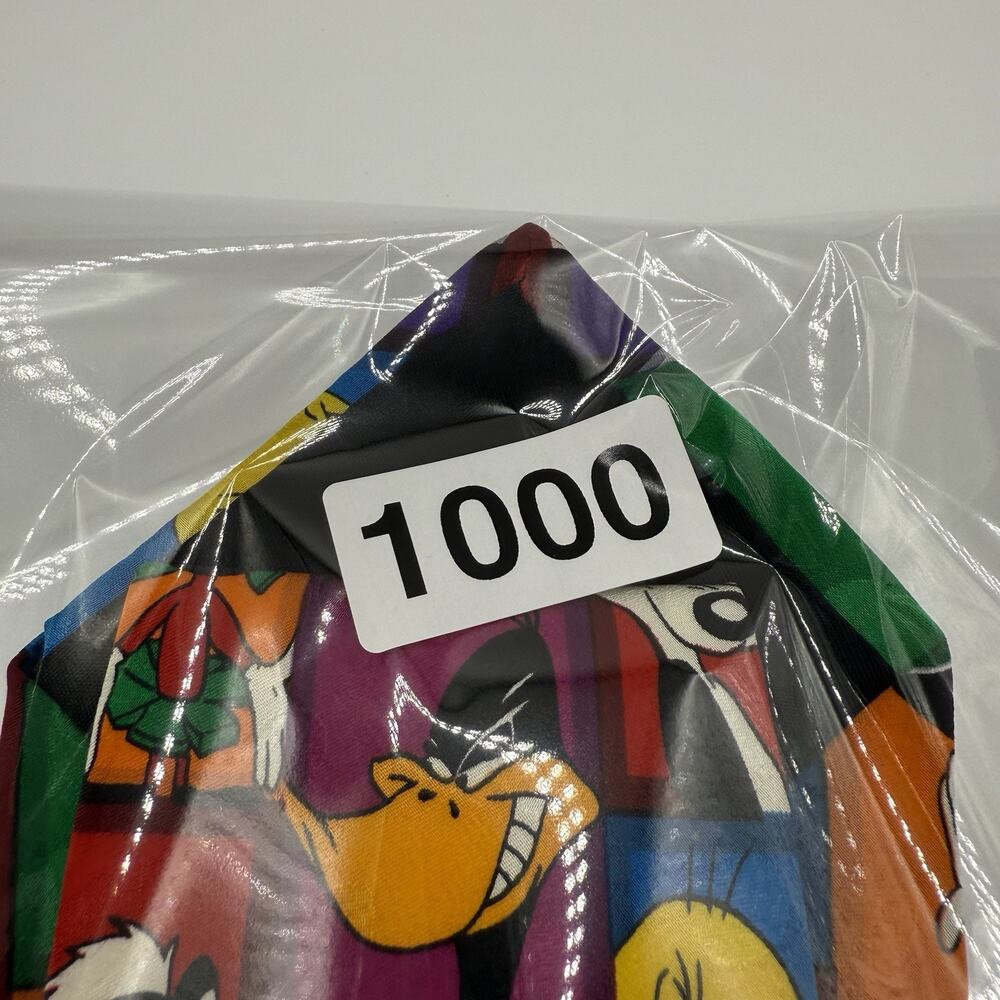 Looney Tunes Tie Silk Colorblock Bugs Bunny, Tasmanian Devil, 90s Y2k Fun Quirky - Picture 9 of 9